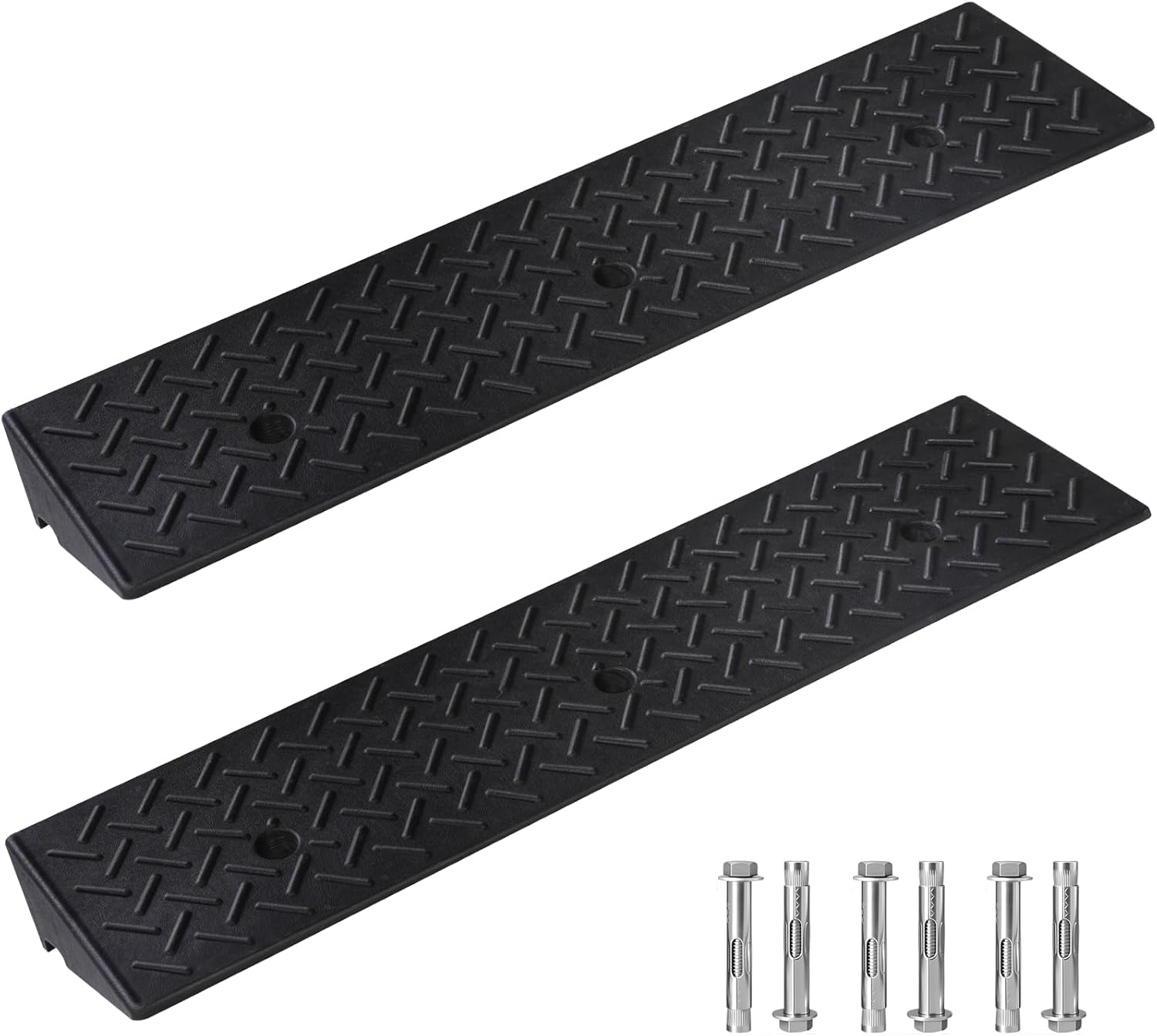 PZ 2PCS Rubber Curb Ramps for Driveway, 3 1/8" Rise Heavy Duty Car Ramp 6600 LBS Capacity 39.37"Lx 9.84"W Non-Slip Portable Shed Threshold Ramps for Doorways Sidewalk Scooters Wheelchairs Motorcycles