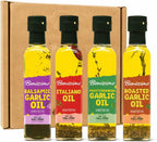 Benissimo Herb Infused Cooking Oil Chef Pack – 4 Artisan Flavored Oils: Italiano, Roasted Garlic, Mediterranean Garlic & Balsamic Garlic – Gourmet Cooking Oil Gift Set, All Natural, 8.1 fl oz Each