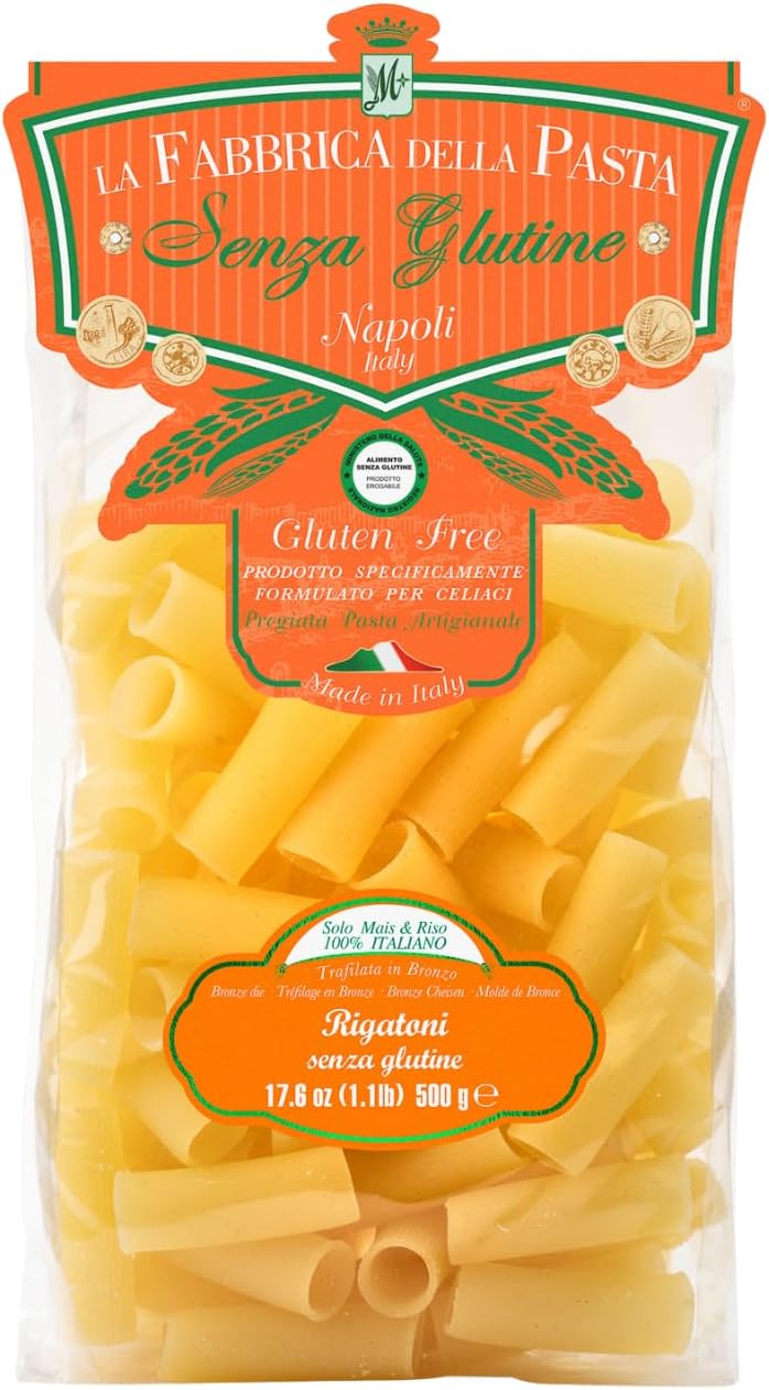 La Fabbrica Della Pasta Gluten Free Rigatoni 500 Grams (1.1 lb) Bag