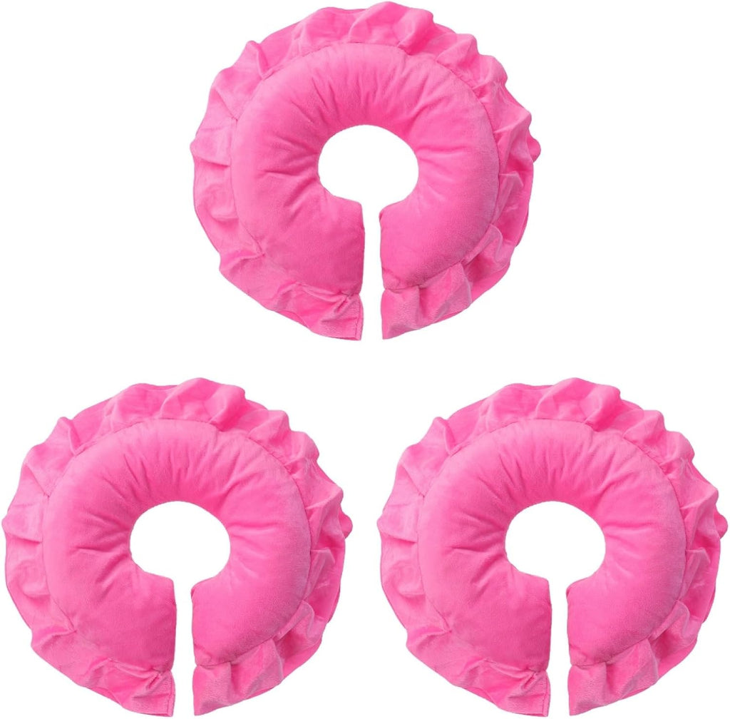 Amosfun 3pcs Cotton Face Cushion U Shaped Face Pillow Flight Pillow for Beauty Salon s Spa Salon Massage Round Spa Cotton Pilows Travel Body Pink Neck Pad