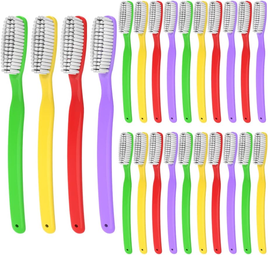 Hard & Firm Toothbrush Stiff Bristle Brush for Smokers Oral Care Teeth Whitening Cleaning for Adult Travel Pack of 24