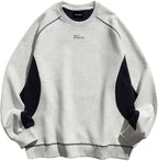 Men's Teen Oversized Color Block Crewneck Sweatshirt Y2k Letter Graphic Long Sleeve Casual Pullover Shirt
