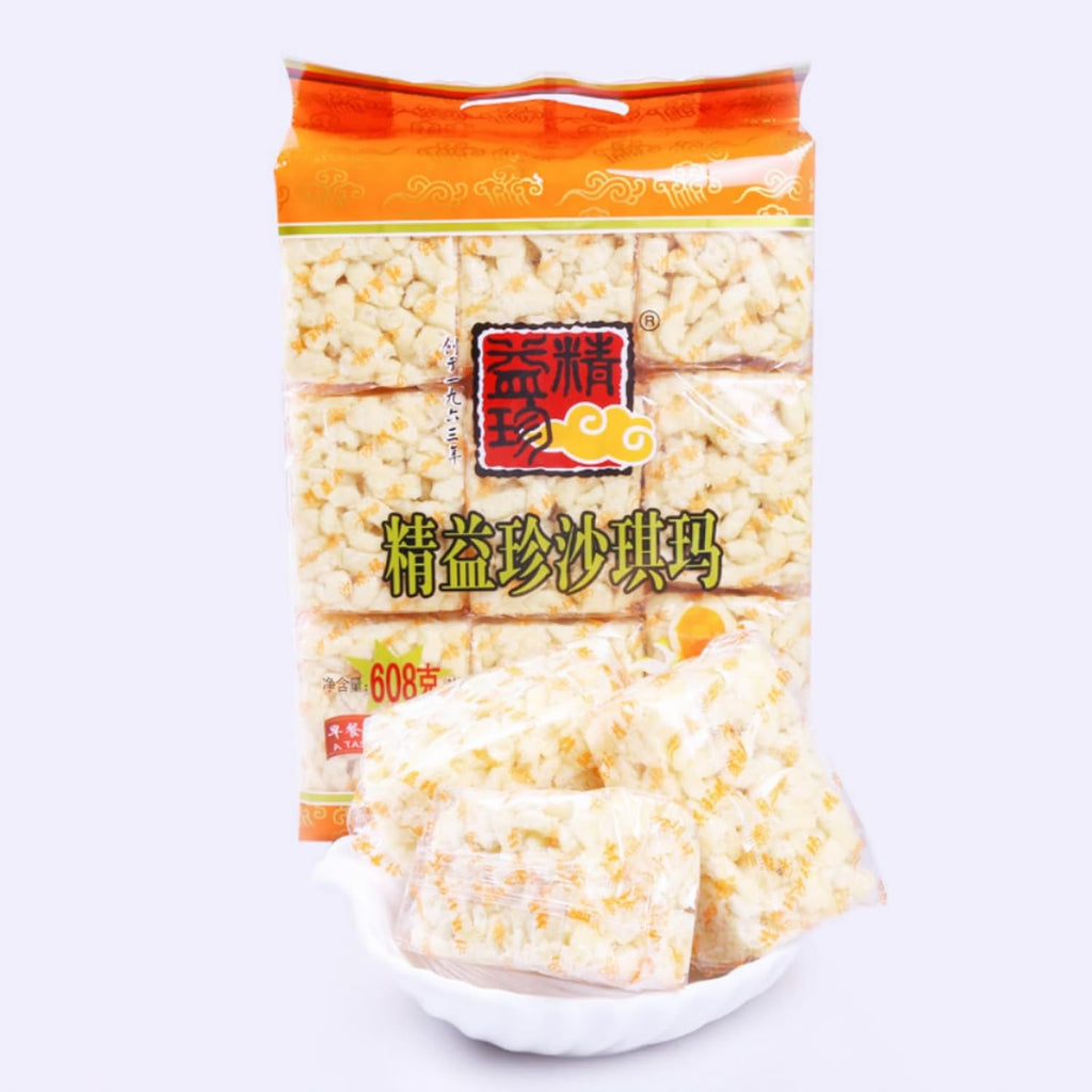 Sachima Soft Flour Cake Rice Krispies Treats, Crispy Chewy Scallion Biscuit,Shaqima Chinese sweet traditional dessert Snack cookies(608g/21.45oz)