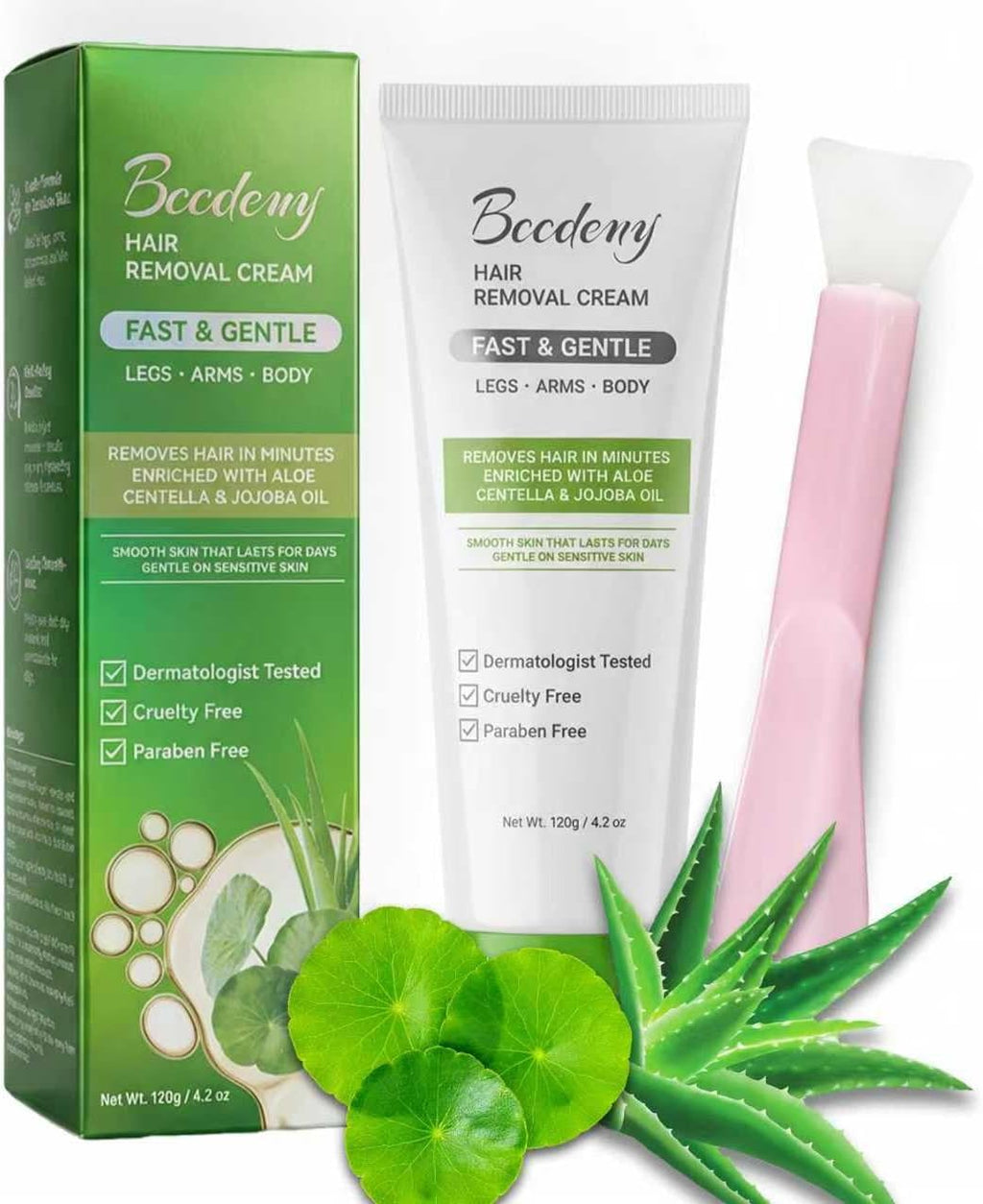 Hair Removal Cream for Women & Men, 4.2 oz / 120g, Smooth Skin in 5-7 Minutes, Aloe & Jojoba, For Arms, Legs, Chest, Back, Underarms & Bikini Line