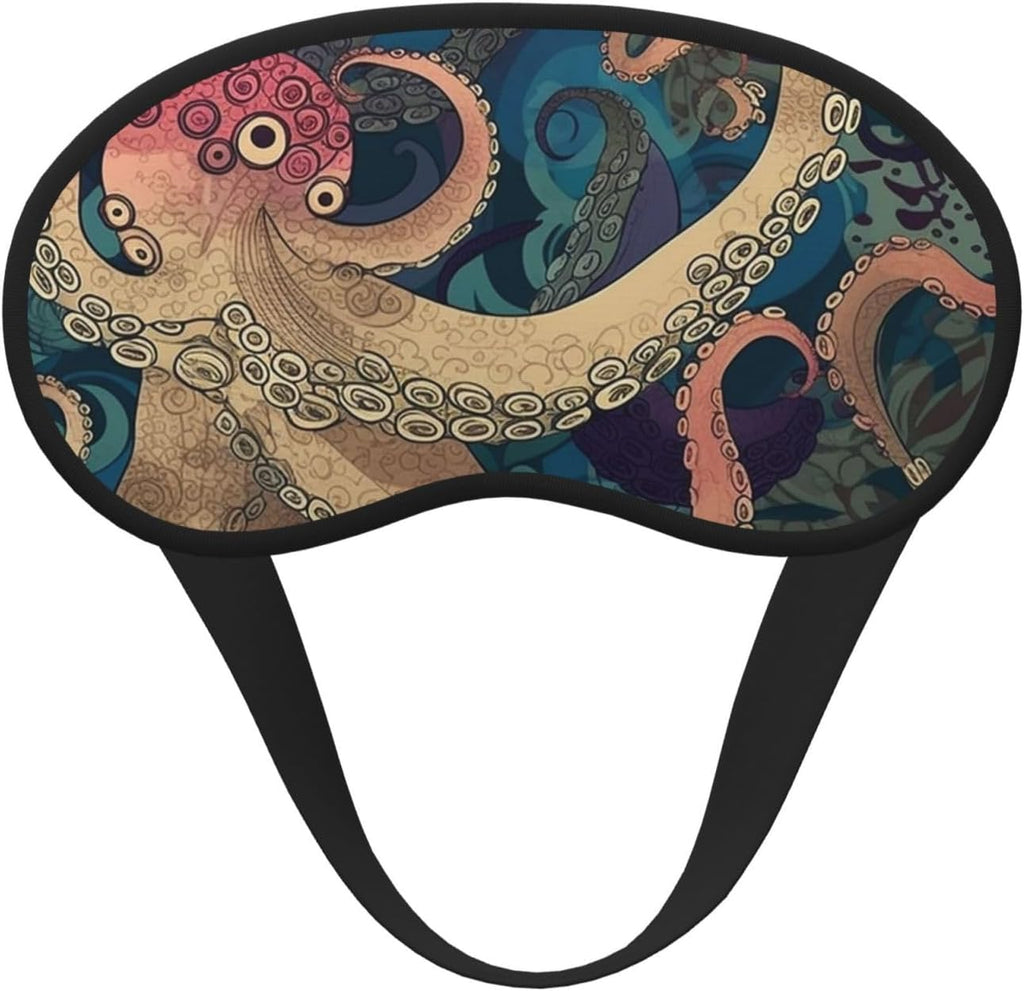 Abstract Octopus Kraken Sleep Mask for Women Men Soft Travel Eye Mask with Adjustable Straps Sleeping Eye Shade Cover for Travel Yoga Nap Sleeping