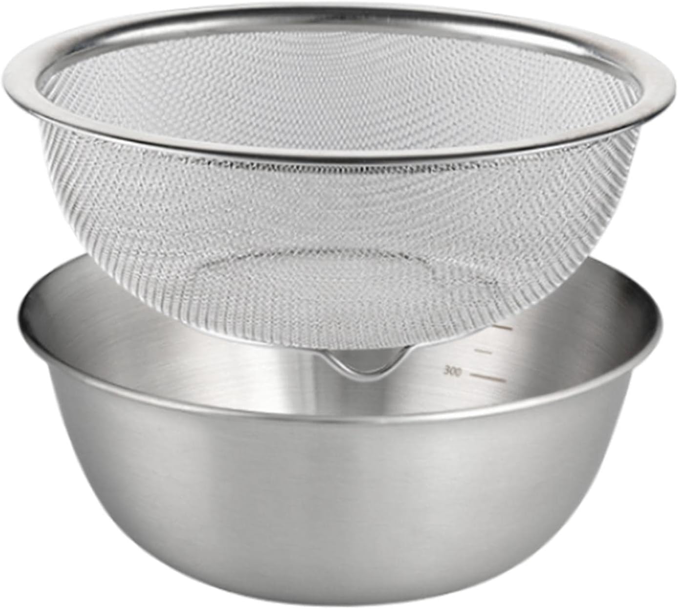 2Pcs Fruit Vegetable Washing Basket, 304 Stainless Steel Microporous Colander with Mixing Bowl, Drainer Basket with Basin for Food Prep Fruit, 18cm