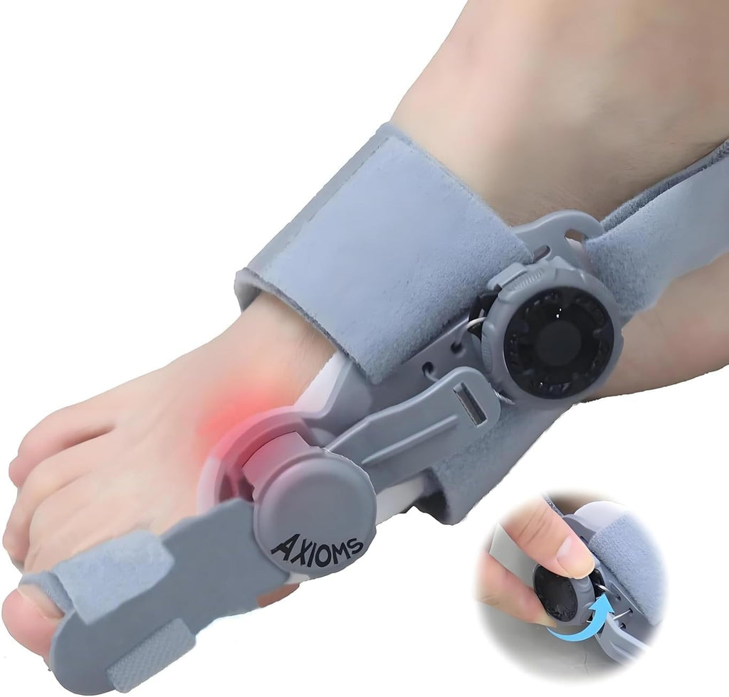 Axioms Bunion Corrector for Women – Adjustable Knob Toe Alignment & Relief Splint, Breathable Anti-Slip Bunion Brace & Straightener, Fits Left & Right Feet (Gray, 1 Pack)