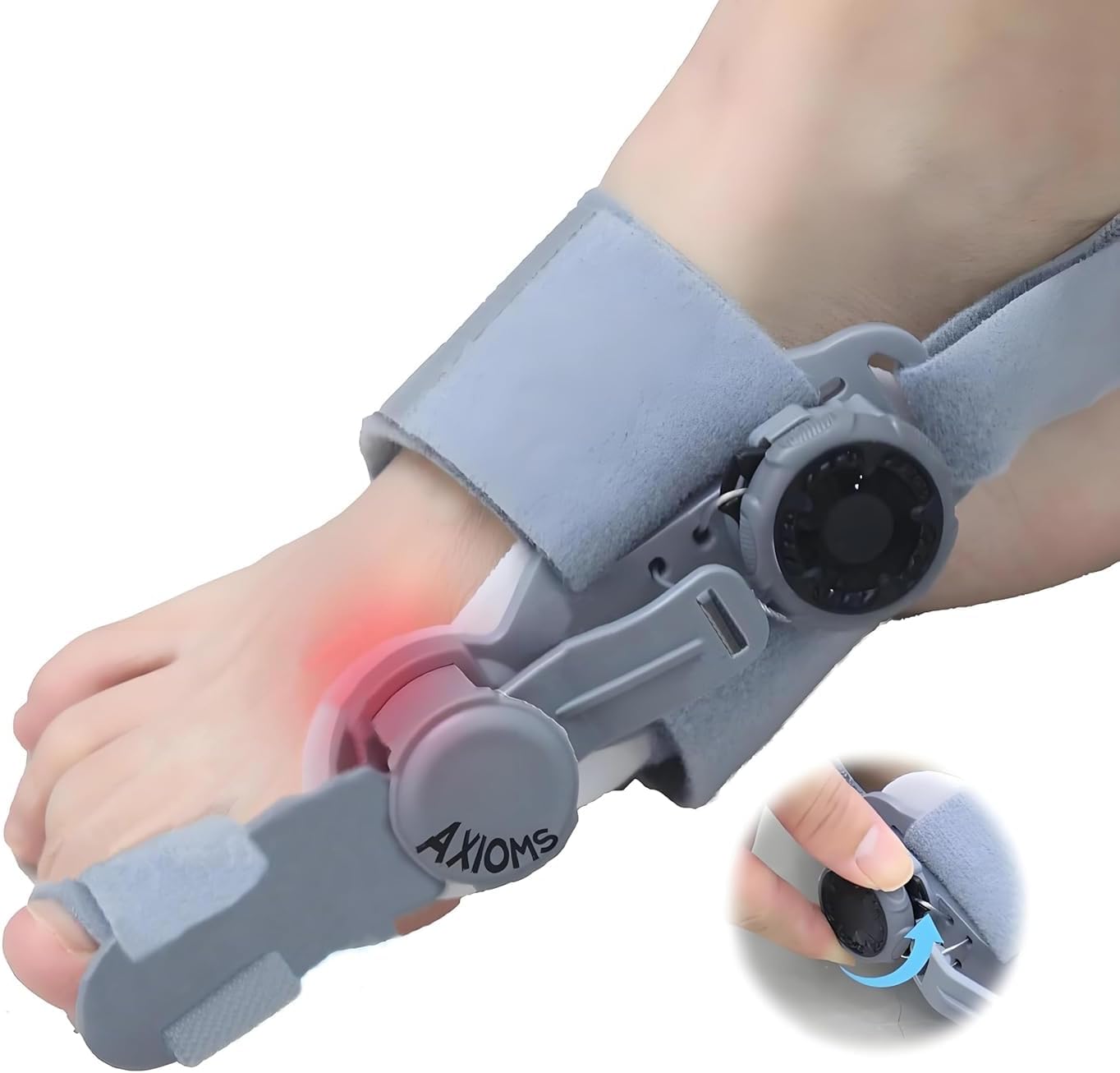 Axioms Bunion Corrector for Women – Adjustable Knob Toe Alignment & Relief Splint, Breathable Anti-Slip Bunion Brace & Straightener, Fits Left & Right Feet (Gray, 1 Pack)