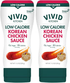 VIVID KITCHEN Korean Chicken Sauce – Low-Calorie, No Preservatives – Sweet and Savory Flavor – Easy Squeeze Bottles – Authentic Korean BBQ Marinade and Dipping Sauce – 2 Pack – 11.33 oz Each