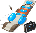 Full Body Massage Mat, 3D Body Stretching Back Massager with Heat, Lumbar Stretching & Neck Support for Bed Sofa Floor, 4 Modes 3 Intensities, Portable & Foldable, PU Leather, Gifts for Mom Dad