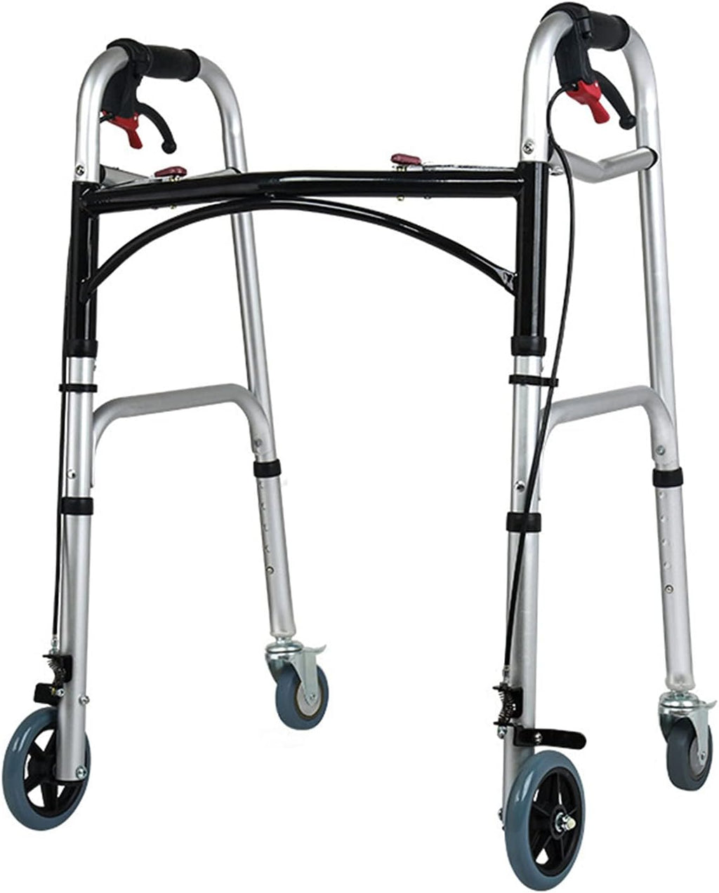 Walker for Seniors and Adults Rollator, Adjustable Height Folding Walker with Brake and 4 Wheels, Extra Wide Walking Mobility Aid (A)