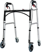 Walker for Seniors and Adults Rollator, Adjustable Height Folding Walker with Brake and 4 Wheels, Extra Wide Walking Mobility Aid (A)
