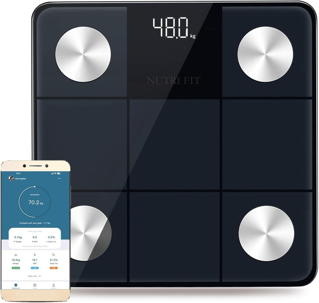 NUTRI FIT Smart Scale for Body Weight, Weight Scale with Backlight LED Display for BMI, Body Fat, Muscle Mass, 15 Body Composition, High Accurate Bluetooth Scale, Health Equipment Sync Apps 400lbs
