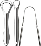 3pcs Stainless Steel Tongue Scraper For Adults,Metal Tongue Cleaner With Curved Design To Reduce Bad Breath,Reusable Tongue Scrubber For Fresh Breath & Hygiene