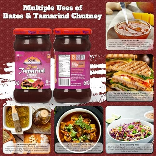 Rani Dates & Tamarind (Imli) Chutney 12.3oz (350g) Glass Jar, Ready to eat, Vegan ~ Gluten Free | NON-GMO | Kosher | No Colors | Indian Origin