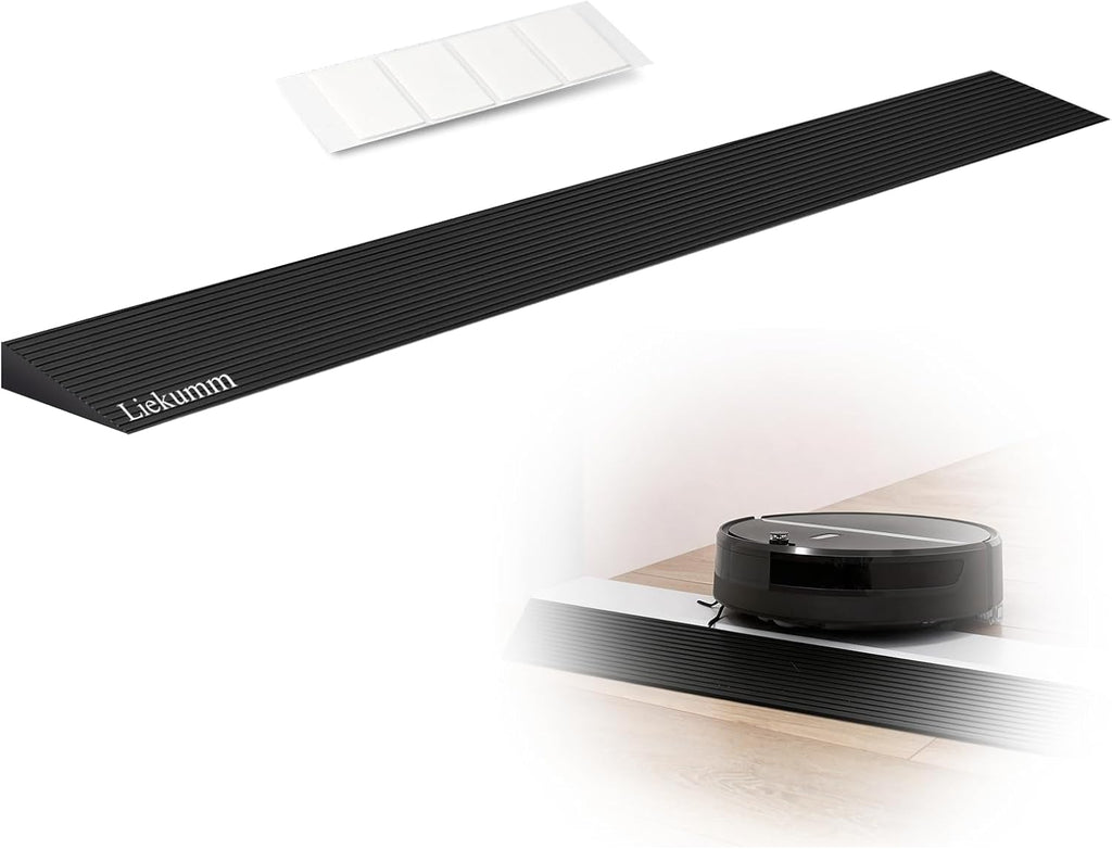 LIEKUMM 1" Rise Rubber Threshold Ramp for Doorways, 2500 lbs Heavy Duty Door Sill Ramp with Adhesive, Non-Slip Indoor Transition for Wheelchair, Walker & Robot Vacuum, Cuttable