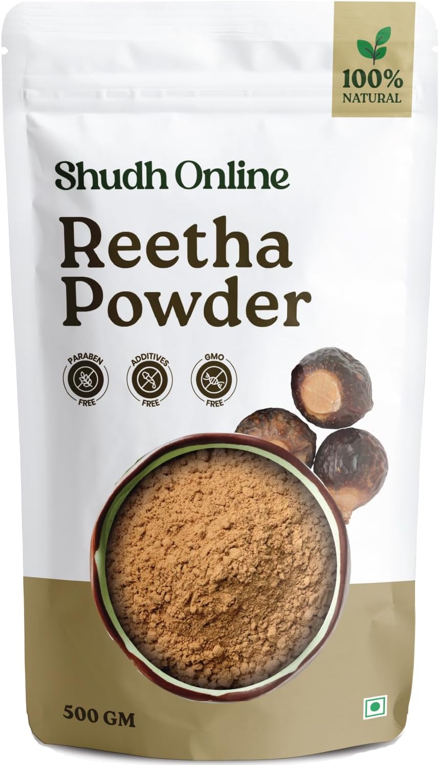 Homeda Reetha Powder for Hair, Organic Soap Nuts Powder for Hair (17 oz - 500g) 100% Pure Indian Bath Powders - Aritha Powders for Hair Growth | Soap Berry shampoo - Sapindus mukorossi (1.1 lb)