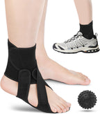 Foot Drop Brace Adjustable Foot Brace for Walking, Ankle Foot Orthosis Provide Foot Drop and Ankle Support, for Walking with Shoes, Socks, or Barefoot, for MS, TBI, Stroke, Use Day & Night, Includes a Massage Ball