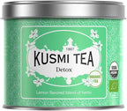 Kusmi Tea - Detox - Organic Blend of Green Tea, Mate & Lemon - Lemongrass, Rose Hip and Lemon Flavours - Enjoy Hot or Iced - Loose Leaf Tea - Tin Box of 3.5 oz - Quantity for about 50 cups
