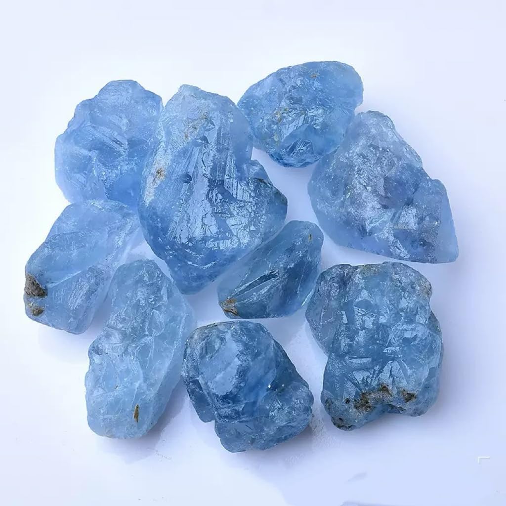 1LB Natural Blue Calcite Raw Healing Crystals, Energy Stones for Meditation, Reiki, Chakra Balancing, Home Décor and Spiritual Gifts (10-30mm)