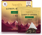 Nepaya Lemon Ginger Green Tea Bags – 15 Individually Wrapped Biodegradable Pyramid Tea Bags, Low Caffeine, Fruity Citrus Flavor with Zesty Lemon & Spicy Ginger, Premium High-Grown Nepal Green Tea