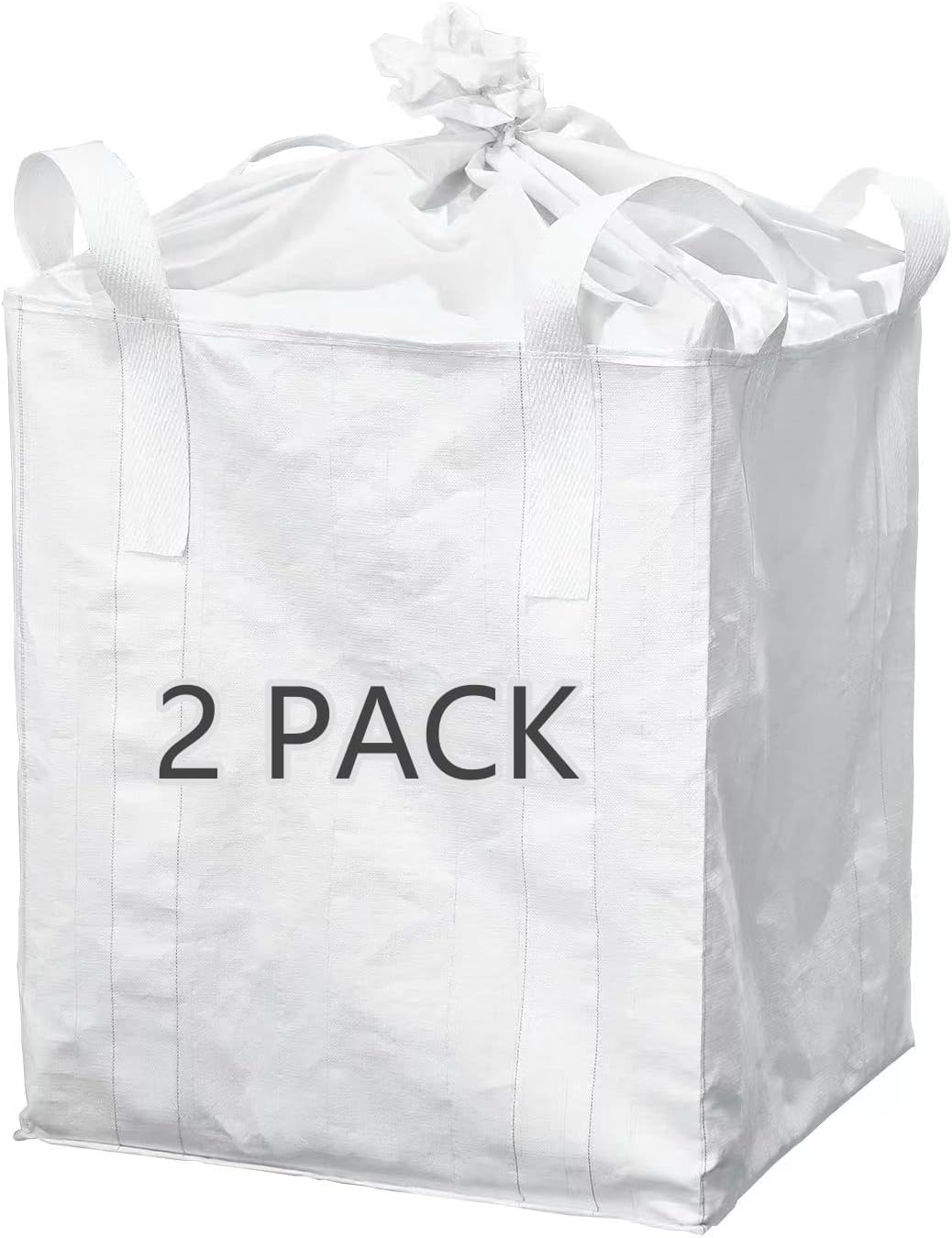 2 PACK FIBC Bulk Bag, One Ton Bag, 35"L X 35"W X 43"H, 2200lbs Swl, Duffle Top Flat Bottom, Woven Polypropylene Bags, Four Loop Fibc Big,flat Bottom With Large Opening Bulk Bags