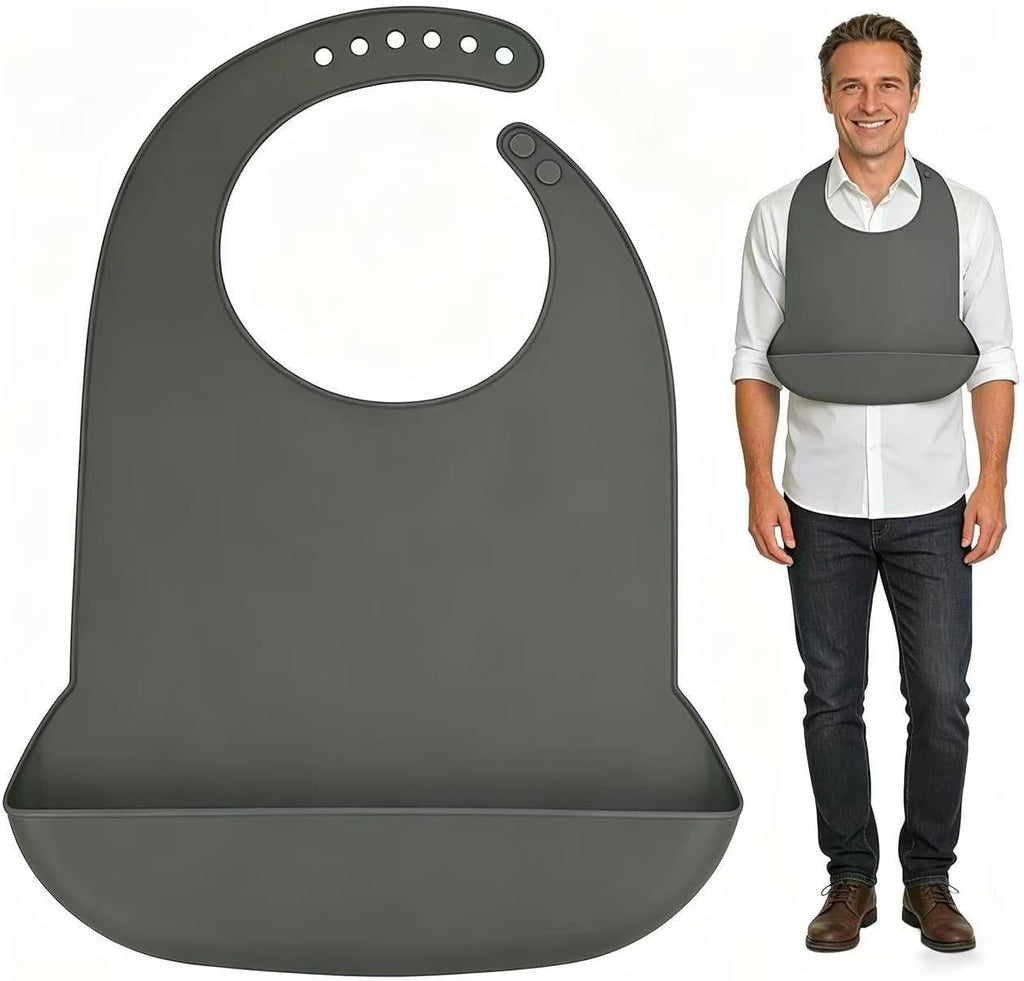 Adult Bibs for Women/Men,Adult Silicone Bib for Eating with Crumb Catcher,Washable bib for adults for eating,Waterproof Bibs for Seniors,Gift for Mom/Dad