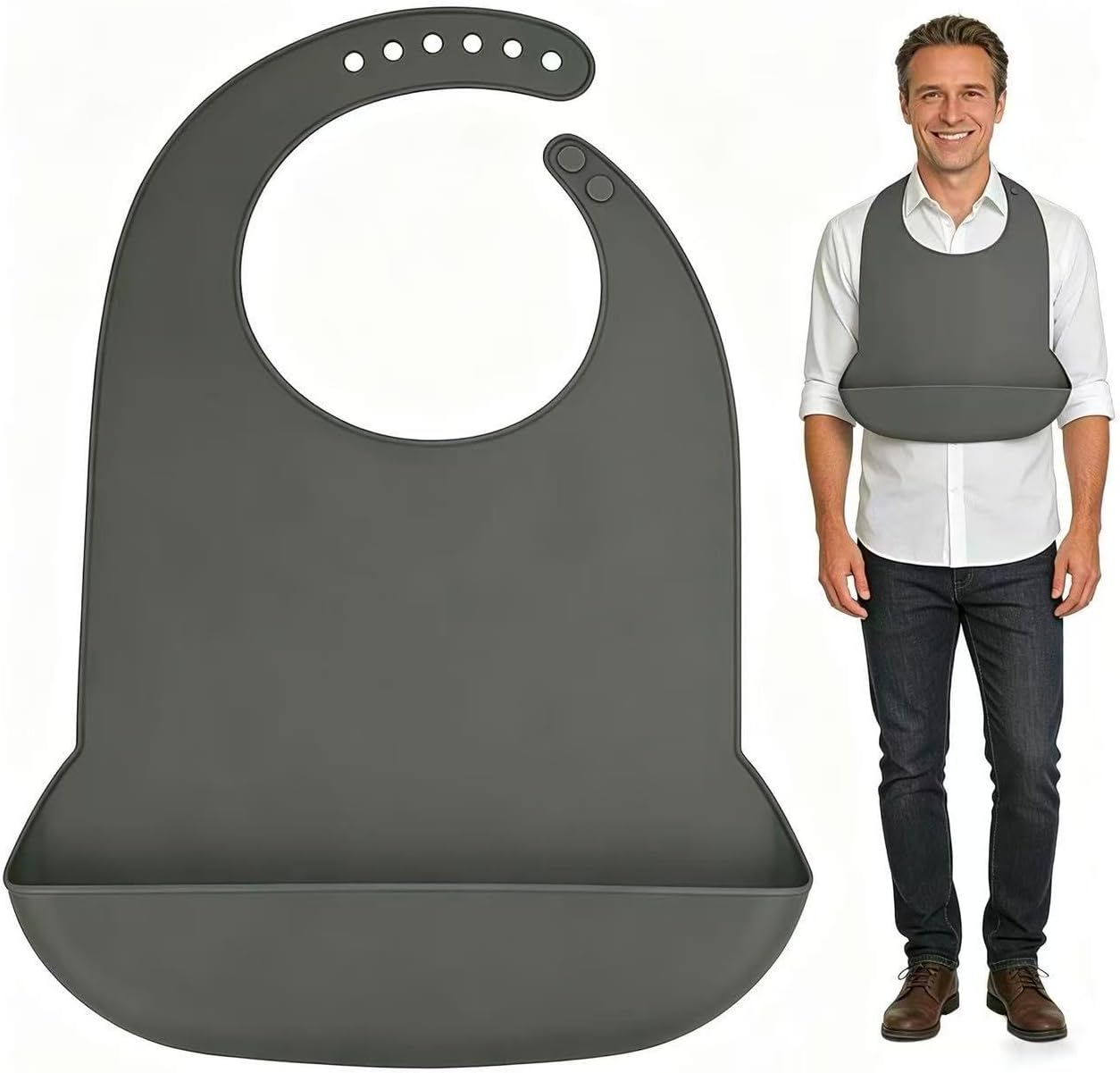Adult Bibs for Women/Men,Adult Silicone Bib for Eating with Crumb Catcher,Washable bib for adults for eating,Waterproof Bibs for Seniors,Gift for Mom/Dad