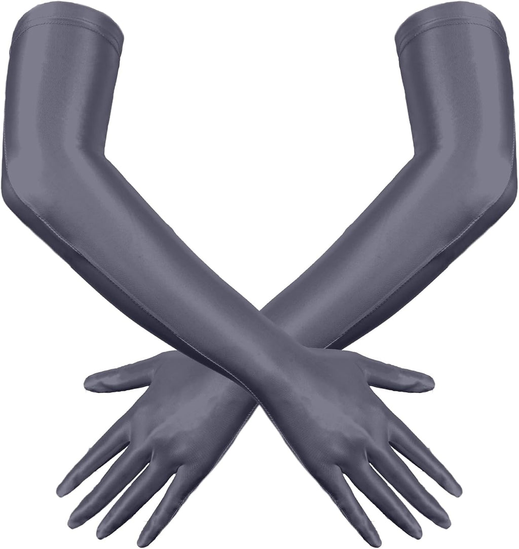 FEOYA Long Shiny Glossy Oily Glove Wet Look Long Gloves 20s Party Cosplay Women’s Costume Halloween Accessory