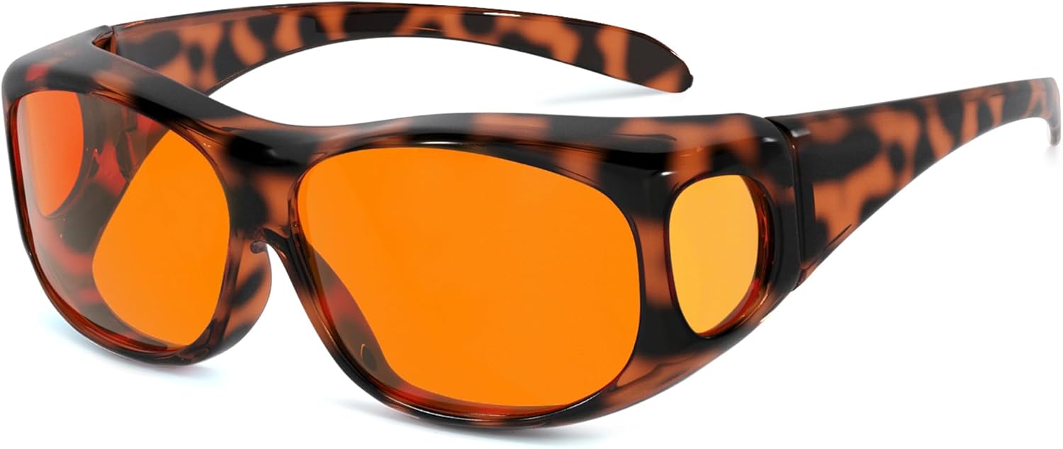 Eyekepper 100% Blue Light Reduction,Huge Fitover Anti-Blue Blocking Computer Eyeglasses with Extra Amber Lenses, Tortoise