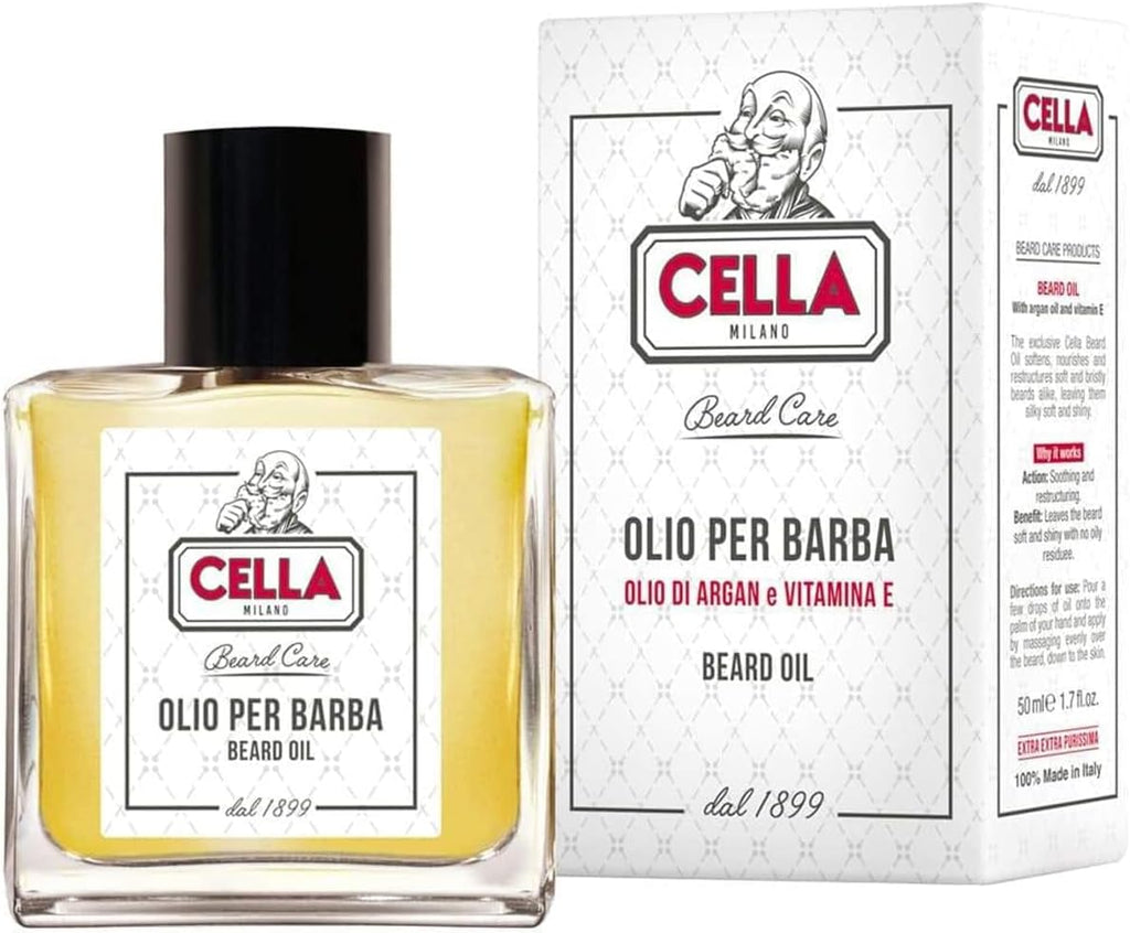 Cella Milano Beard Oil, 50 ml., Made in Italy, Shines, Conditions and Tames your Beard and Mustache.
