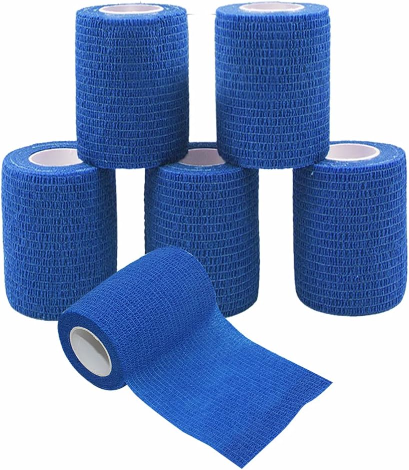 [6 Pack-3" x5Yards] MINGYUE Self Adhesive Bandage Wrap,Athletic Tape,Sports Tape,Wrist and Ankle Wrap Tape,Cohesive Bandage for Vet Tape(Blue)