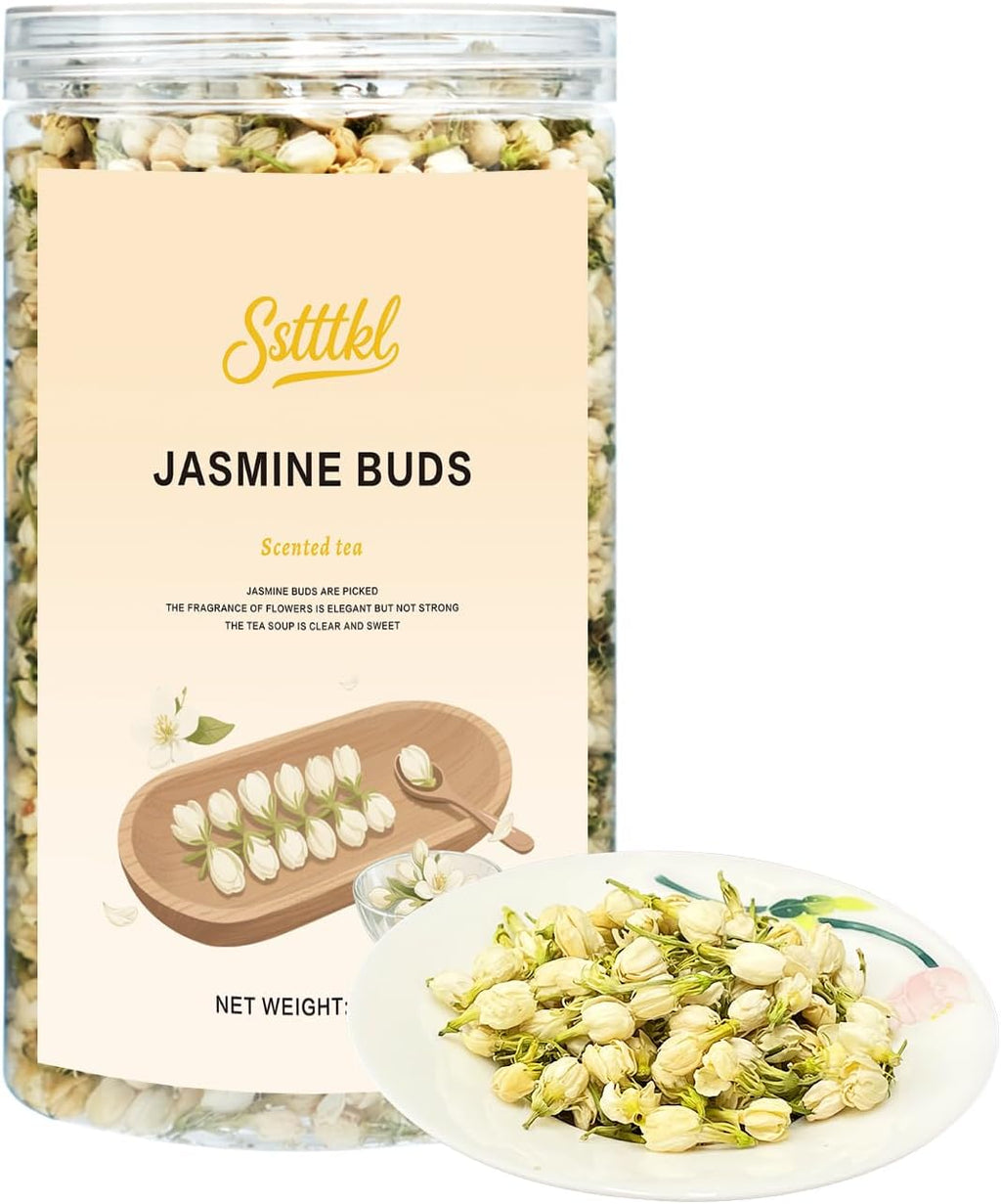 Jasmine Tea - Dried Jasmine Flowers, 3.52oz/100g - 100% Natural Edible Jasmine Buds, Loose Leaf Herbs for Tea, Non-GMO, Caffeine-Free, Premium Fragrance