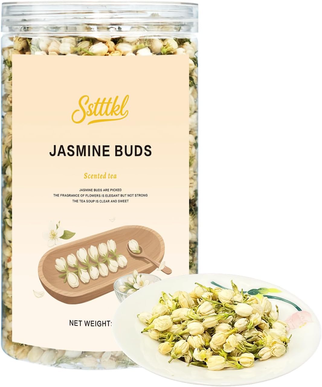 Jasmine Tea - Dried Jasmine Flowers, 3.52oz/100g - 100% Natural Edible Jasmine Buds, Loose Leaf Herbs for Tea, Non-GMO, Caffeine-Free, Premium Fragrance