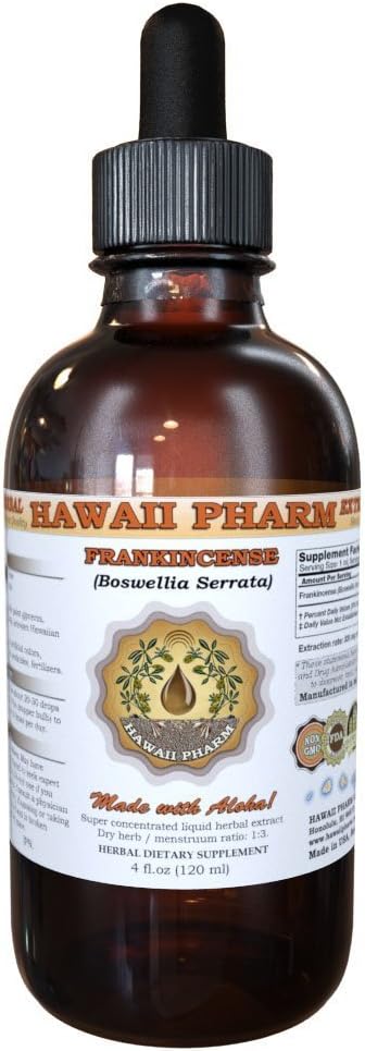 Hawaii Pharm Frankincense Liquid Extract, Frankincense (Boswellia Serrata) Resin Powder Tincture Supplement 4 oz
