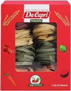 Da Capri Veggie Festival Fettuccine (Pack Of 2) | Artisanal Homemade Pasta | 16 Oz Vegan & Healthy | 100% Natural & Plant-Based | Easy to make & Fast Cooking