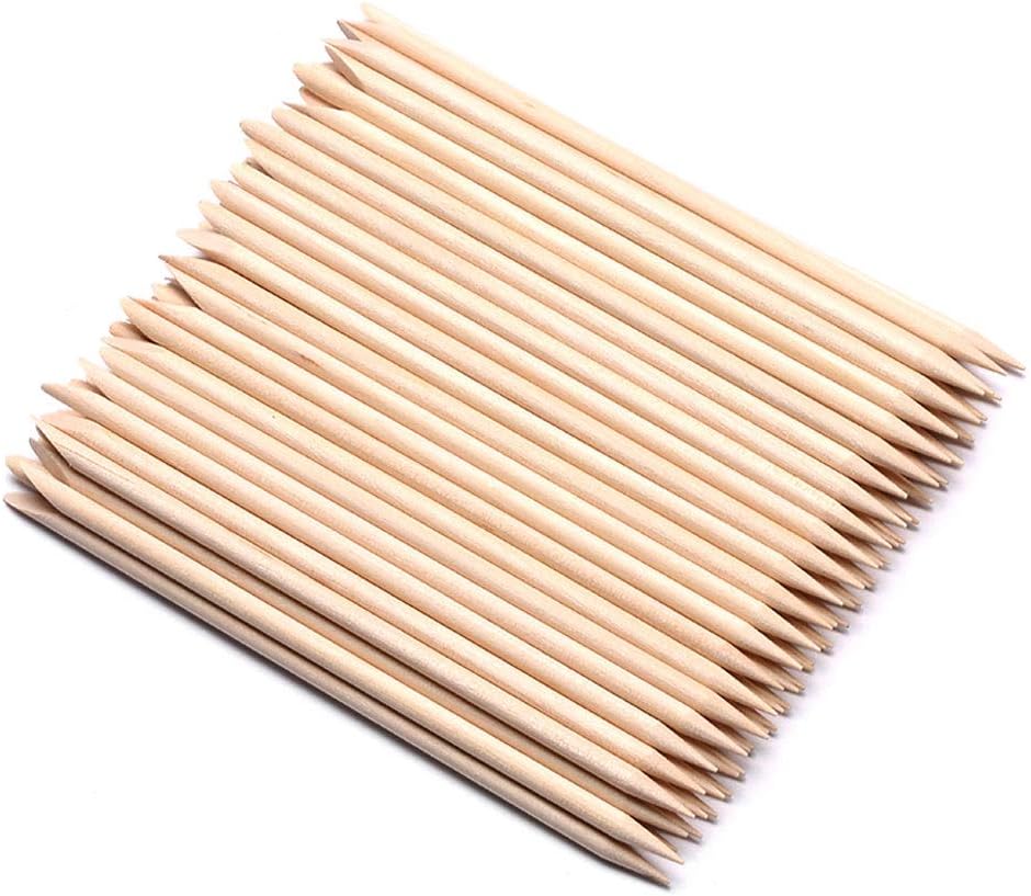 100 Pcs Orange Wood Nail Sticks Double Sided Multi Functional Cuticle Pusher Manicure Pedicure Tool for Manicure Pedicure