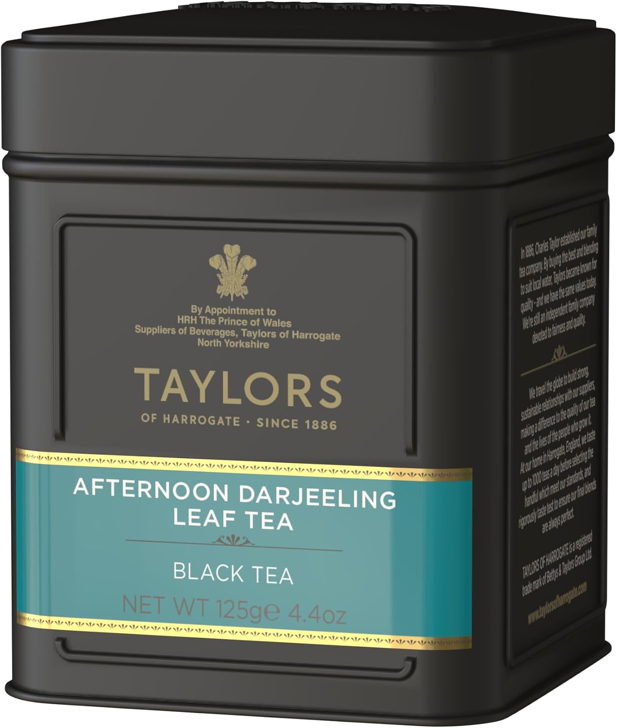 Taylors of Harrogate Afternoon Darjeeling, Black Tea, Loose Leaf, 4.41 Ounce Tin Caddy (Pack of 1), Delicate, Sweet & Floral, Caffeinated, Premium Whole Leaf Tea