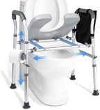 Raised Toilet Seat with Handles-Toilet Seat Riser for Seniors with Adjustable Height & Width,500 LBS Raised Toilet Seat, Handicap Elevated Toilet Seat with Arms for Elderly, Pregnant
