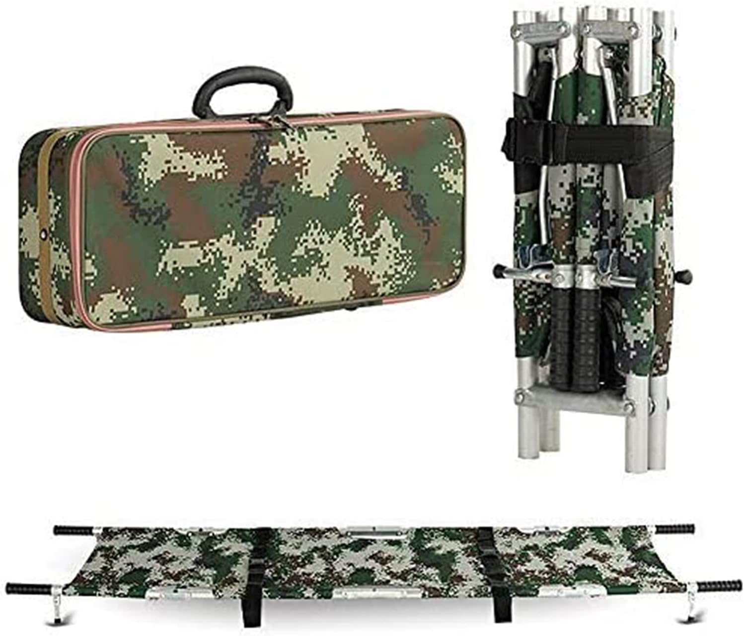 Portable Folding Stretcher, Medical Emergency 4 Fold Stretcher with Carrying Bag, Made of Oxford Cloth and Aluminum Alloy, Waterproof Stretcher, for Hospital Clinic Home Sports Venues