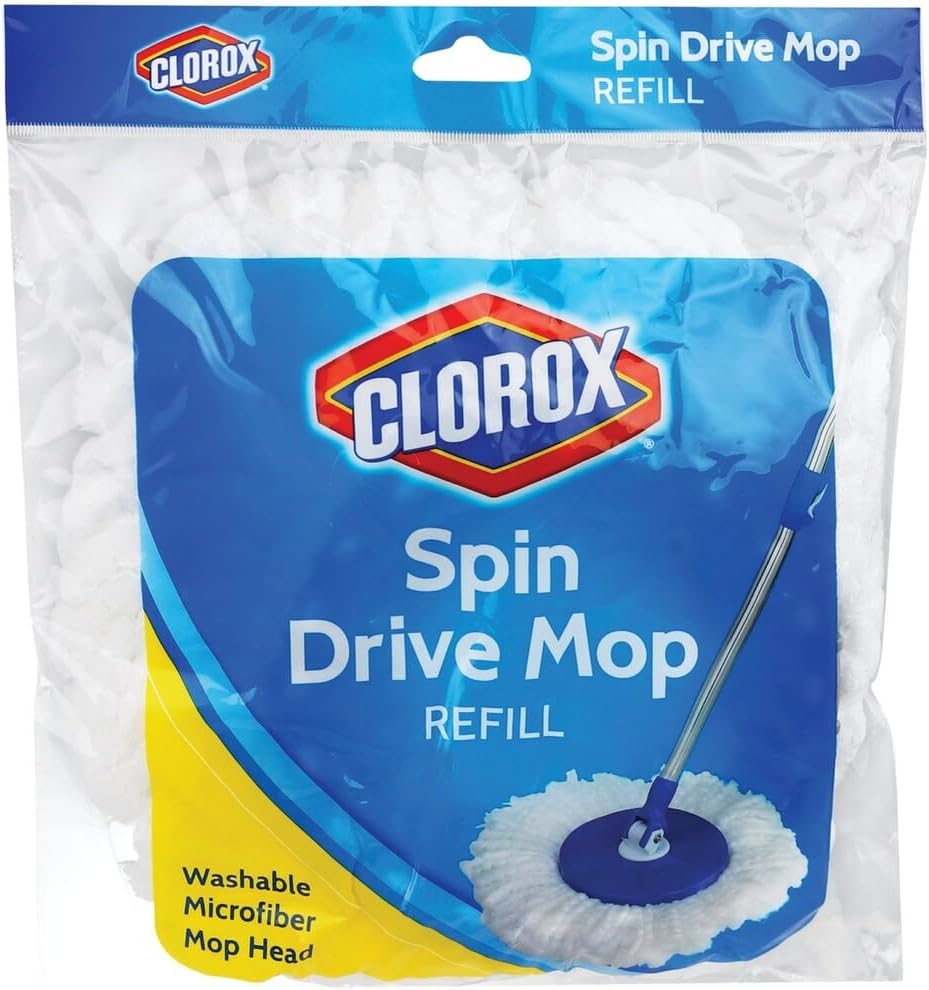 Clorox Spin Dry Mop Machine-Washable Refill Head, One Refill, White