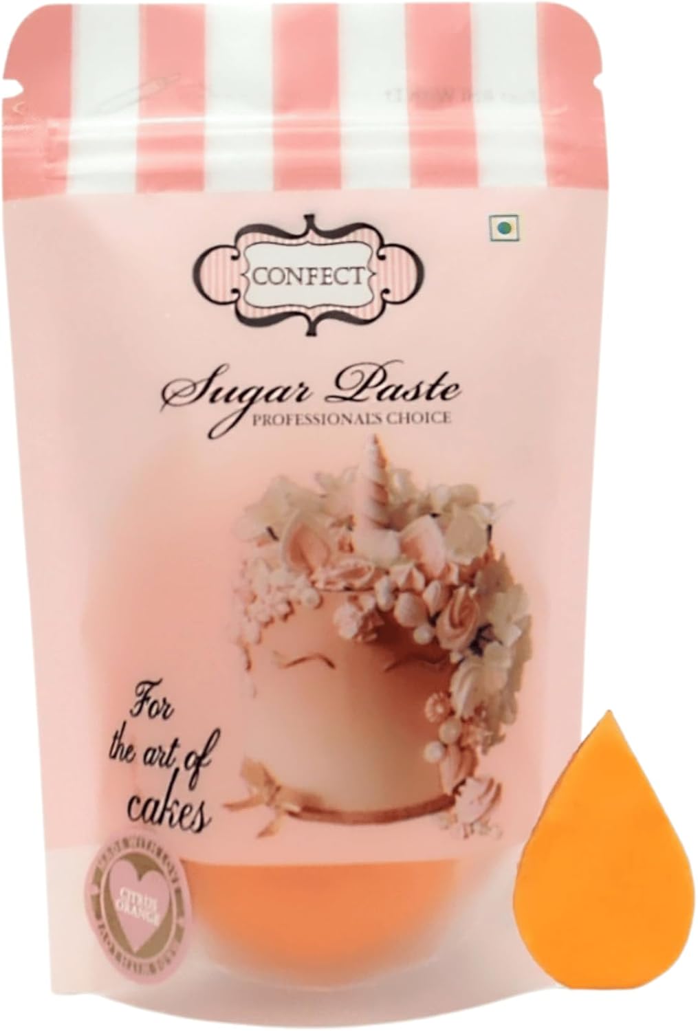 Confect Citrus Orange Fondant Icing | Edible, Easy-to-Roll Orange Fondant for Cake Decorating | Smooth Sugar Paste for Cake Covering, Toppers & Edible Decorations | Chef’s Choice | Vegan, Gluten-Free, Nut-Free, Palm Oil-Free- 8.8 Oz