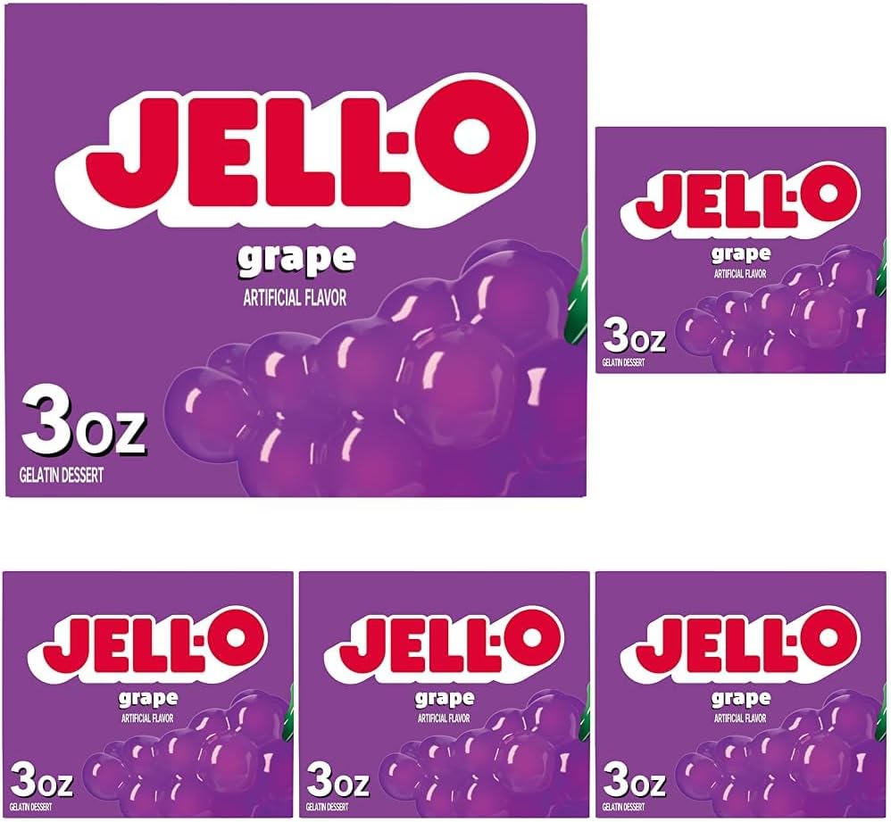 Jell-O Grape Gelatin Dessert Mix, 3 oz Box (Pack of 5)