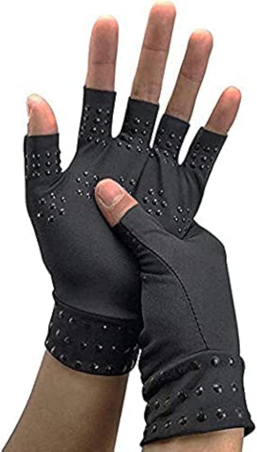 RZJZGZ (2Pairs Compression Gloves Magnetic Anti-Arthritis Fingerless Gloves Relief Hand Heal Joints Pain