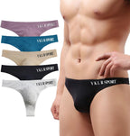Men's Thongs Underwear 5 Pack Soft Stretchy Low Rise Briefs for Men Sexy Briefs Bikini for 5 Colors