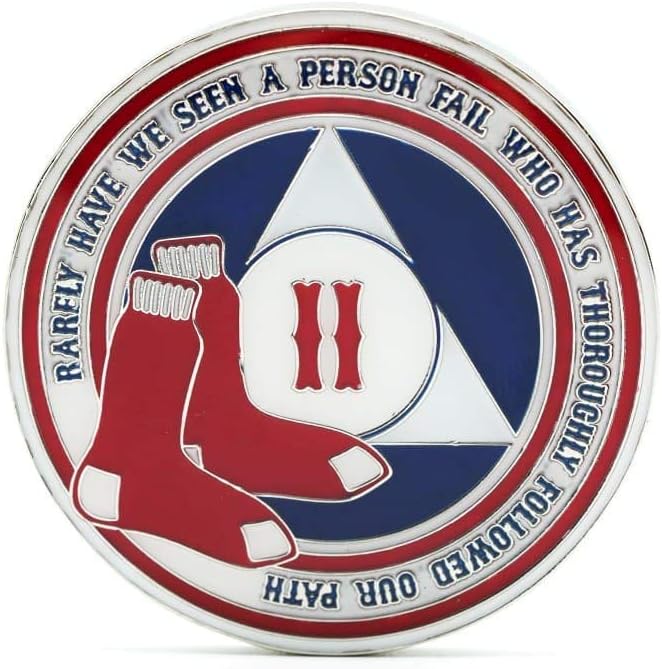 MYRECOVERYSTORE 1-50 Years Alcoholics Anonymous Red Sox Style AA Chip Medallion