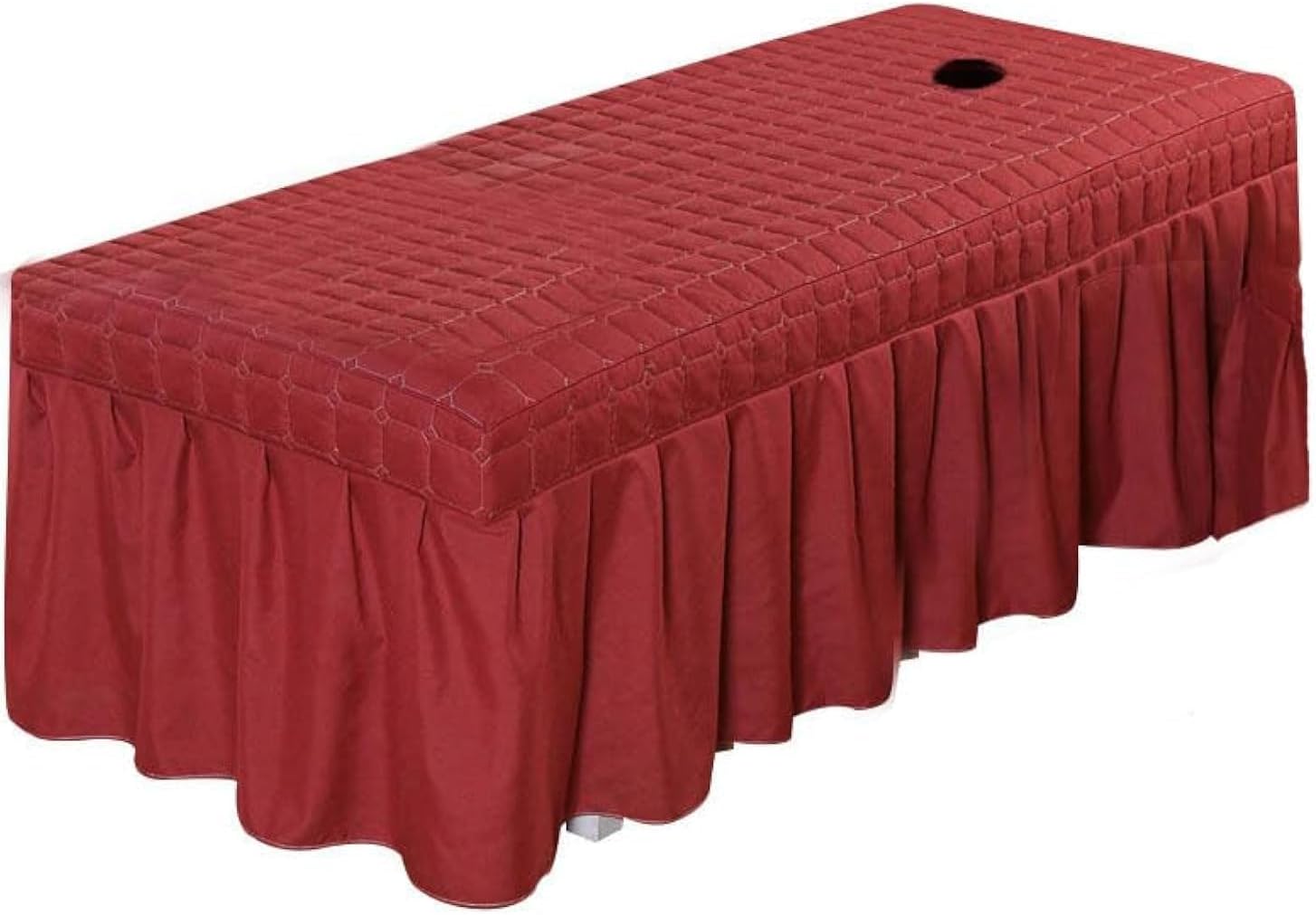 1pcs Solid Beauty Salon Bedskirt ONLY for Salon Massage Table Bed Sheet Bedspread SPA Beauty Bed Sheet Full Cover with Hole, 74.8x31.4inch (Wine red)