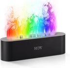 HDY 7 Color Flame Ultrasonic Humidifier - Color LED Essential Oil Diffuser, Silent Fireplace Design with Timer & Waterless Auto Shut-Off, 150ml Capacity for Home, Hotel & Office Use (Glossy Black)