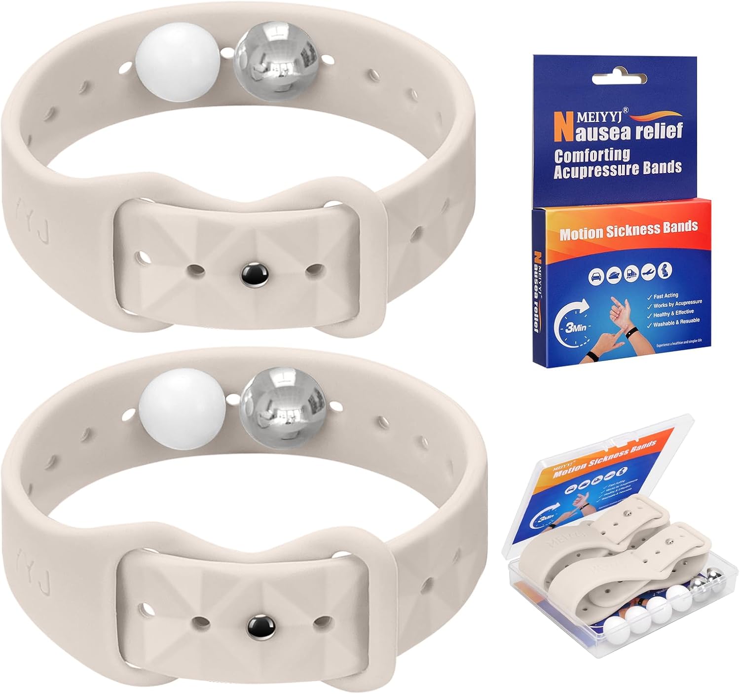 Motion Sickness Bands for Adults and Kids Sea Wristbands for Cruise Travel Wristband, Natural Relief Wristbands，Sea Bands for Pregnancy Women(1 Pair Star Light)
