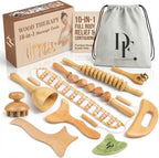 10-in-1 Wood Therapy Massage Tools – Lymphatic Drainage Tools with Gua Sha Stone for Muscle Pain Relief – Maderoterapia Kit Professional for Body Sculpting